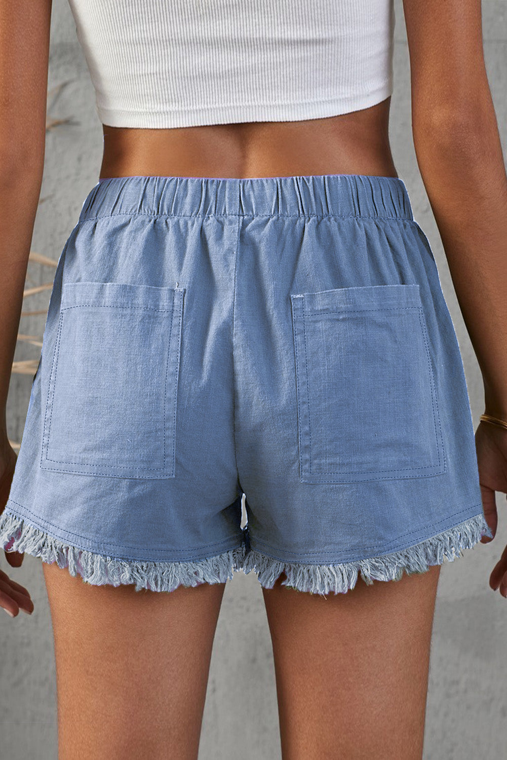 Casual Frayed Pocketed Denim Shorts *